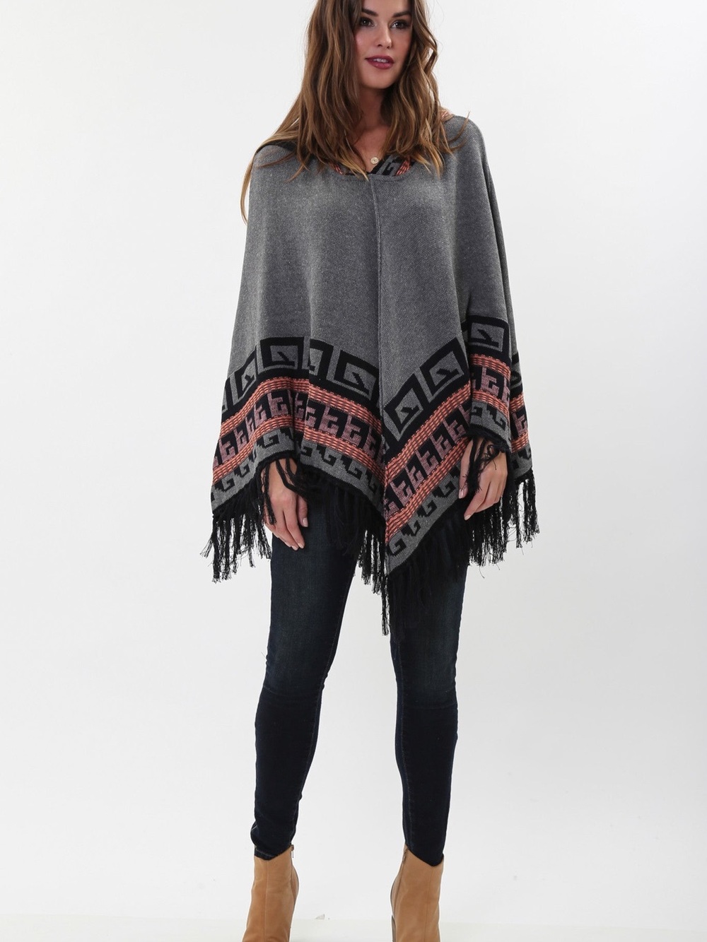 Goddis Knits MADDIE HOODED PONCHO IN ASTER Size S/M ($152 new)